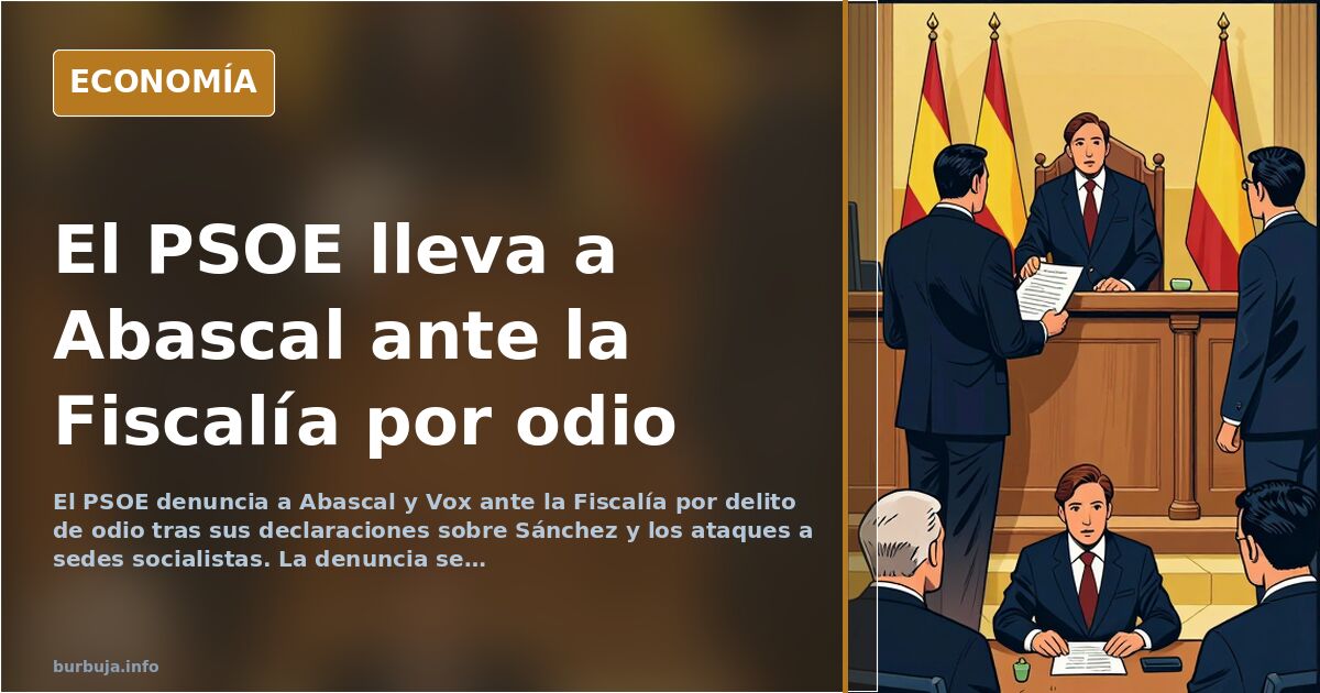 Sede del PSOE con carteles de denuncia por delito de odio contra Abascal y Vox