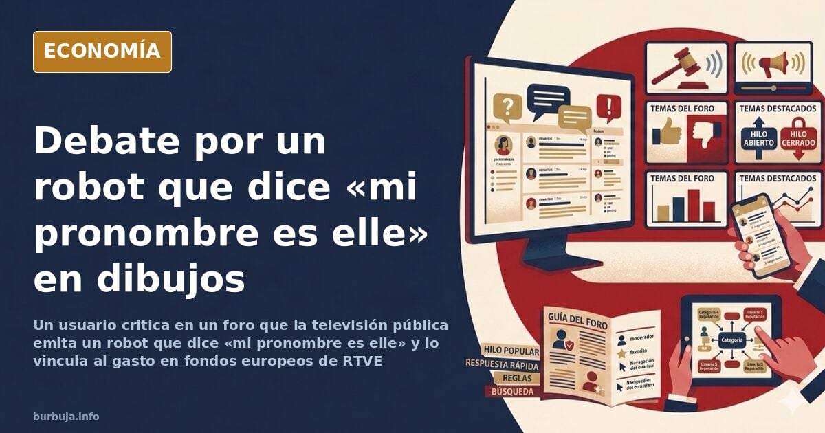 Ilustración editorial de un televisor emitiendo dibujos animados con un robot en pantalla, símbolo de la polémica sobre conte