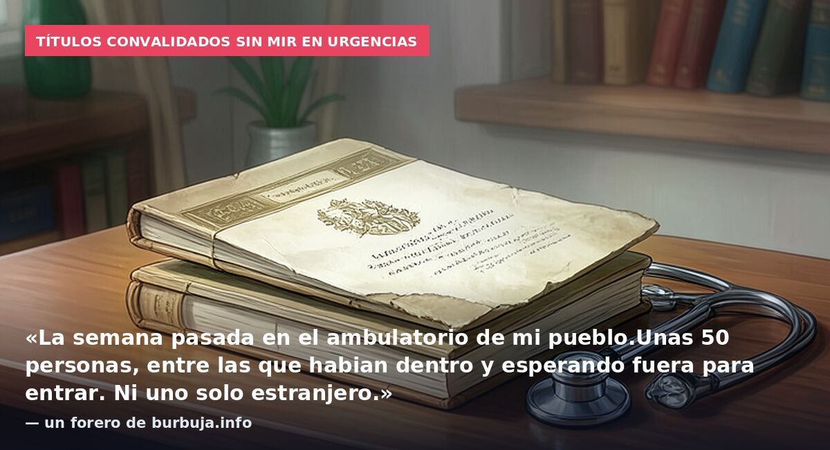 Títulos convalidados sin MIR en urgencias: «La semana pasada en el ambulatorio de mi pueblo.Unas 50 personas, entre las que habian dentro y esperando fuera para entrar. Ni uno solo estranjero.» — un forero de burbuja.info