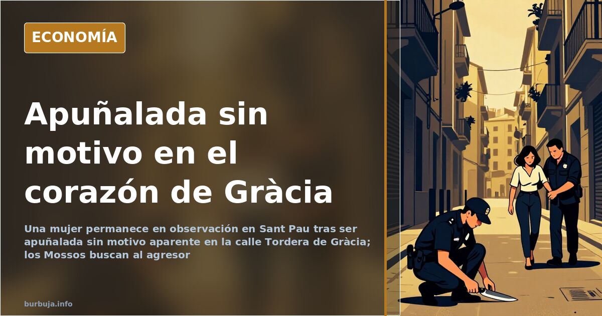 Calle estrecha de la Vila de Gràcia al anochecer con farolas encendidas tras la agresión con arma blanca a una mujer