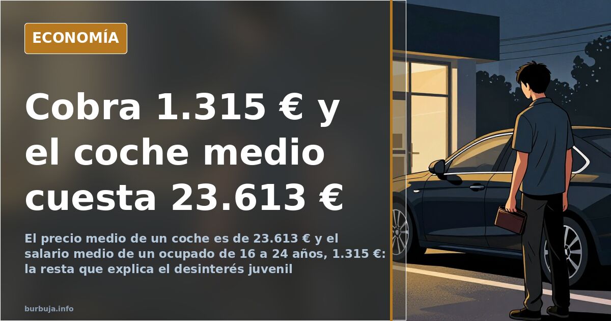 Ilustración editorial de un joven calculando el coste de comprar un coche entre billetes y llaves sobre una mesa