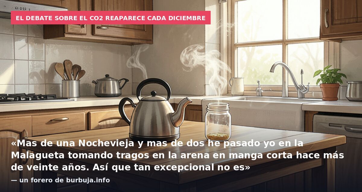 El debate sobre el CO2 reaparece cada diciembre: «Mas de una Nochevieja y mas de dos he pasado yo en la Malagueta tomando tragos en la arena en manga corta hace más de veinte años. Así que tan excepcional no es» — un forero de burbuja.info