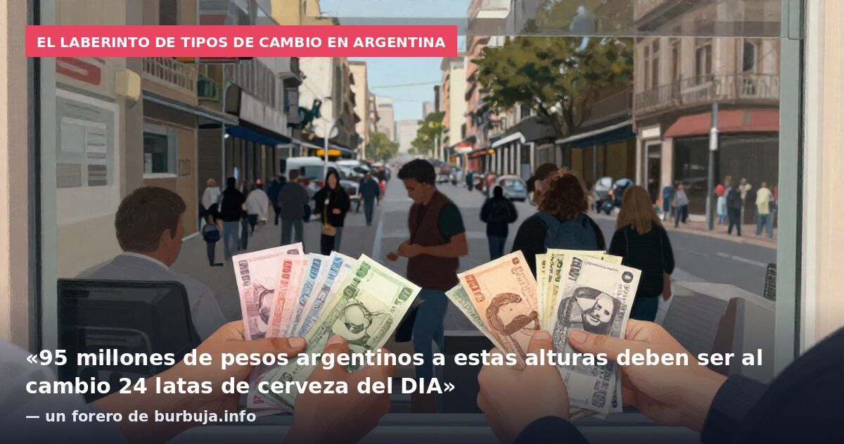 El laberinto de tipos de cambio en Argentina: «95 millones de pesos argentinos a estas alturas deben ser al cambio 24 latas de cerveza del DIA» — un forero de burbuja.info