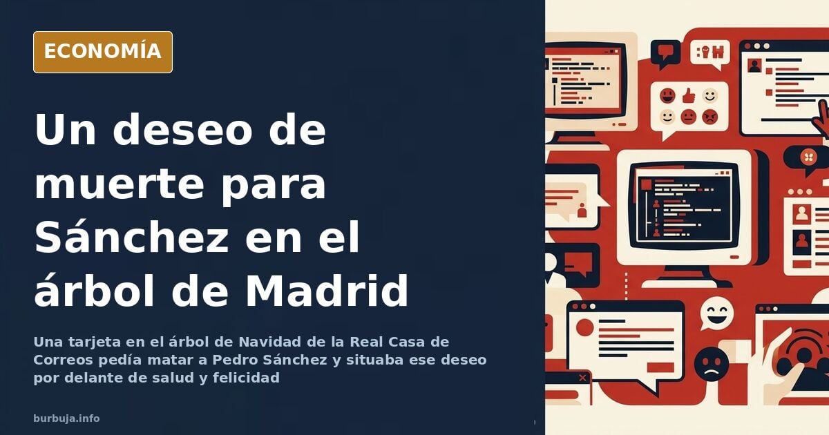 Árbol de Navidad con tarjetas de deseos colgadas en la Real Casa de Correos de Madrid