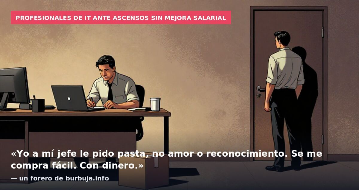 Profesionales de IT ante ascensos sin mejora salarial: «Yo a mí jefe le pido pasta, no amor o reconocimiento. Se me compra fácil. Con dinero.» — un forero de burbuja.info