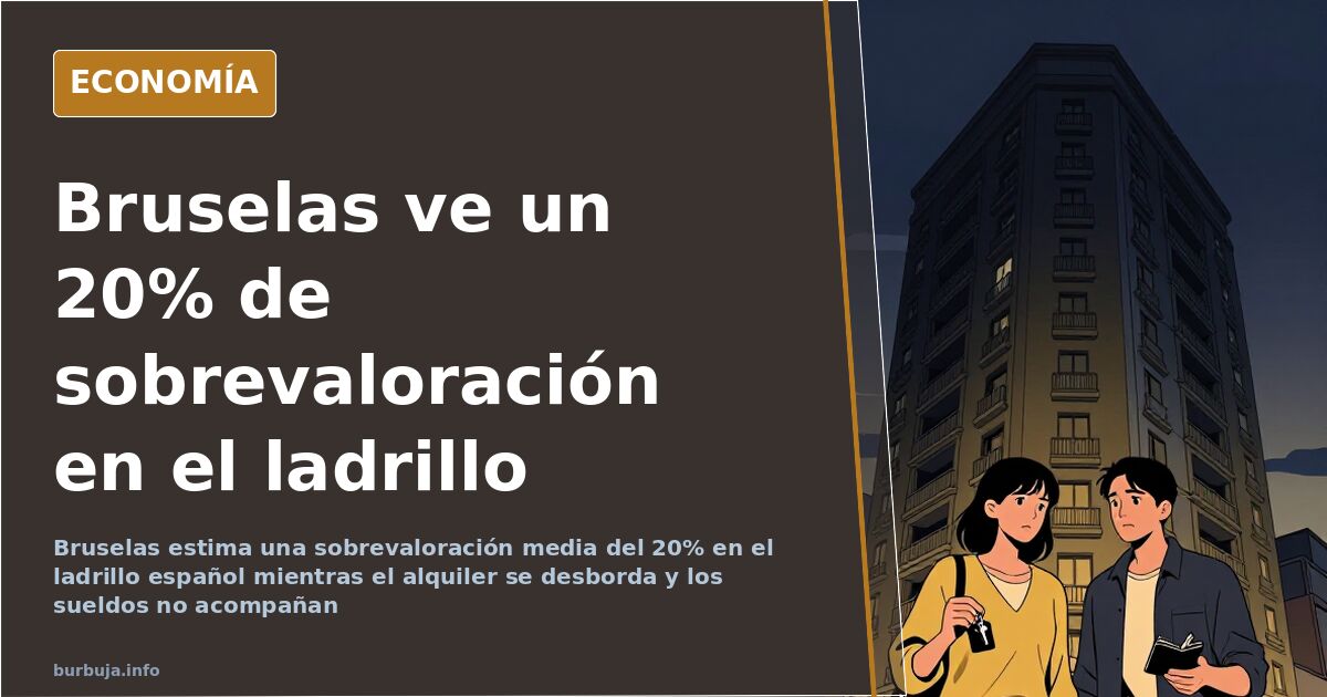 Bloque de viviendas español, imagen ilustrativa del aviso de Bruselas sobre la sobrevaloración del ladrillo en España