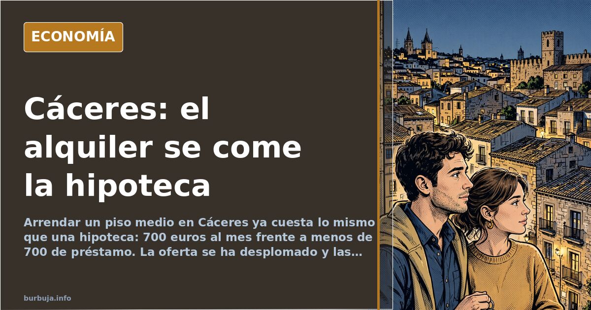 Ilustración editorial de un edificio de viviendas con carteles de Se alquila y Se vende, símbolo del mercado del alquiler en 