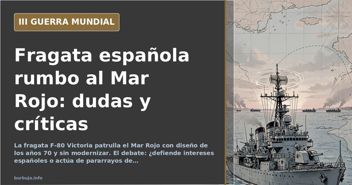 Silueta de fragata F-80 navegando hacia el Mar Rojo con estela y horizonte desaturado