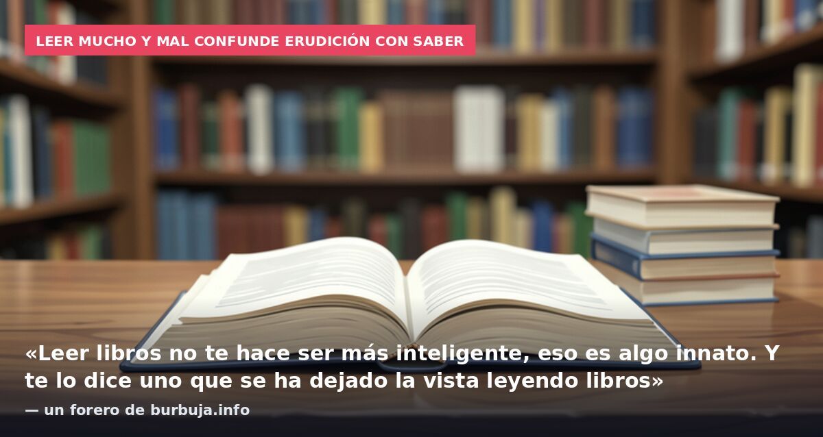 Leer mucho y mal confunde erudición con saber: «Leer libros no te hace ser más inteligente, eso es algo innato. Y te lo dice uno que se ha dejado la vista leyendo libros» — un forero de burbuja.info