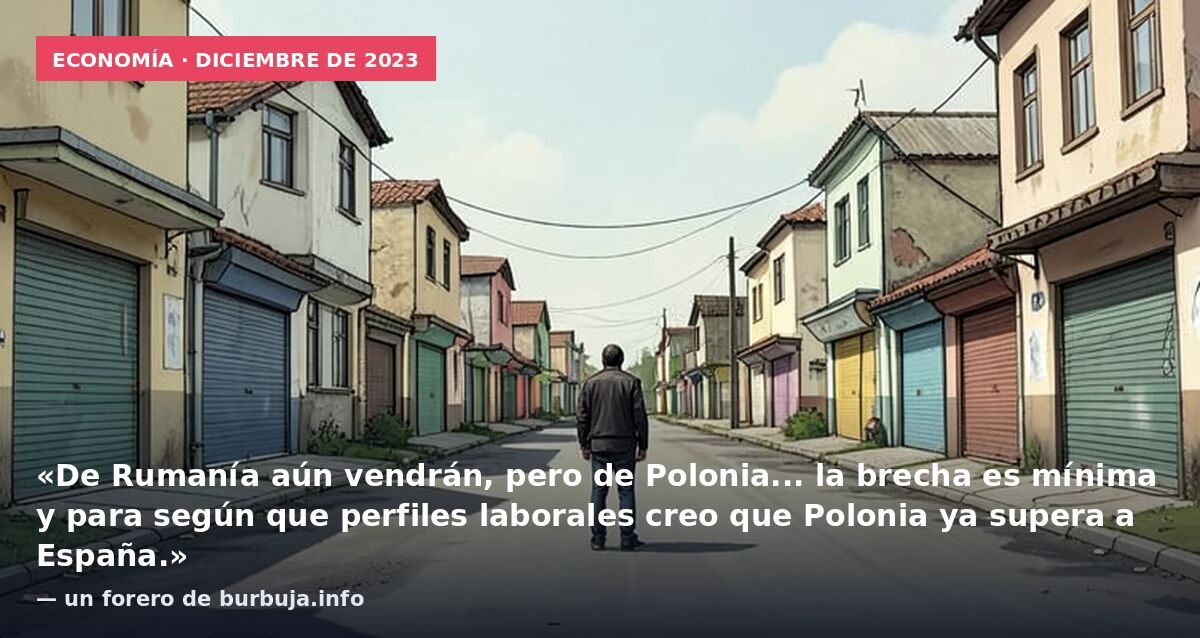 Economía · diciembre de 2023: «De Rumanía aún vendrán, pero de Polonia... la brecha es mínima y para según que perfiles laborales creo que Polonia ya supera a España.» — un forero de burbuja.info