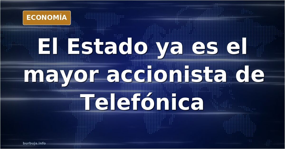 Edificio corporativo de una gran teleco con bandera española ondeando, símbolo de la compra del 10% de Telefónica por el Esta