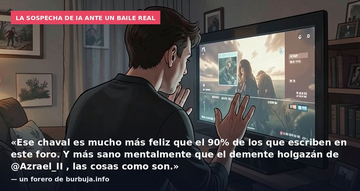 La sospecha de IA ante un baile real: «Ese chaval es mucho más feliz que el 90% de los que escriben en este foro. Y más sano mentalmente que el demente holgazán de @Azrael_II , las cosas como son.» — un forero de burbuja.info
