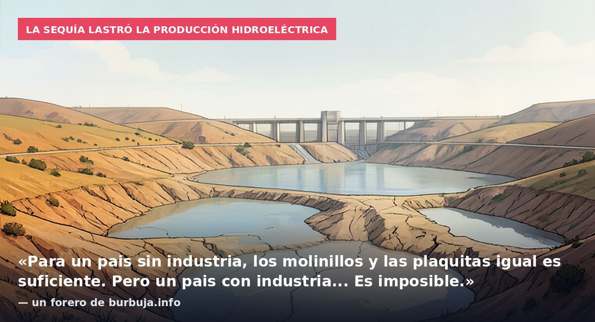La sequía lastró la producción hidroeléctrica: «Para un pais sin industria, los molinillos y las plaquitas igual es suficiente. Pero un pais con industria... Es imposible.» — un forero de burbuja.info