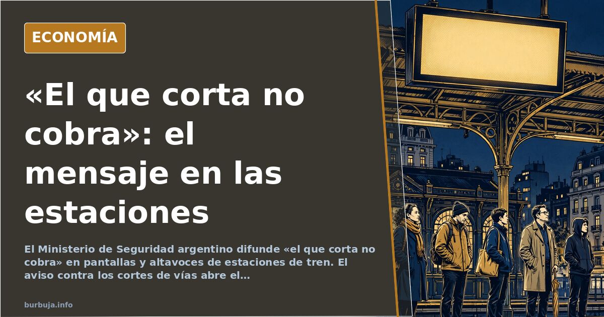 Pantalla informativa en el andén de una estación de tren mostrando un mensaje institucional sobre cortes de vías y ayudas soc