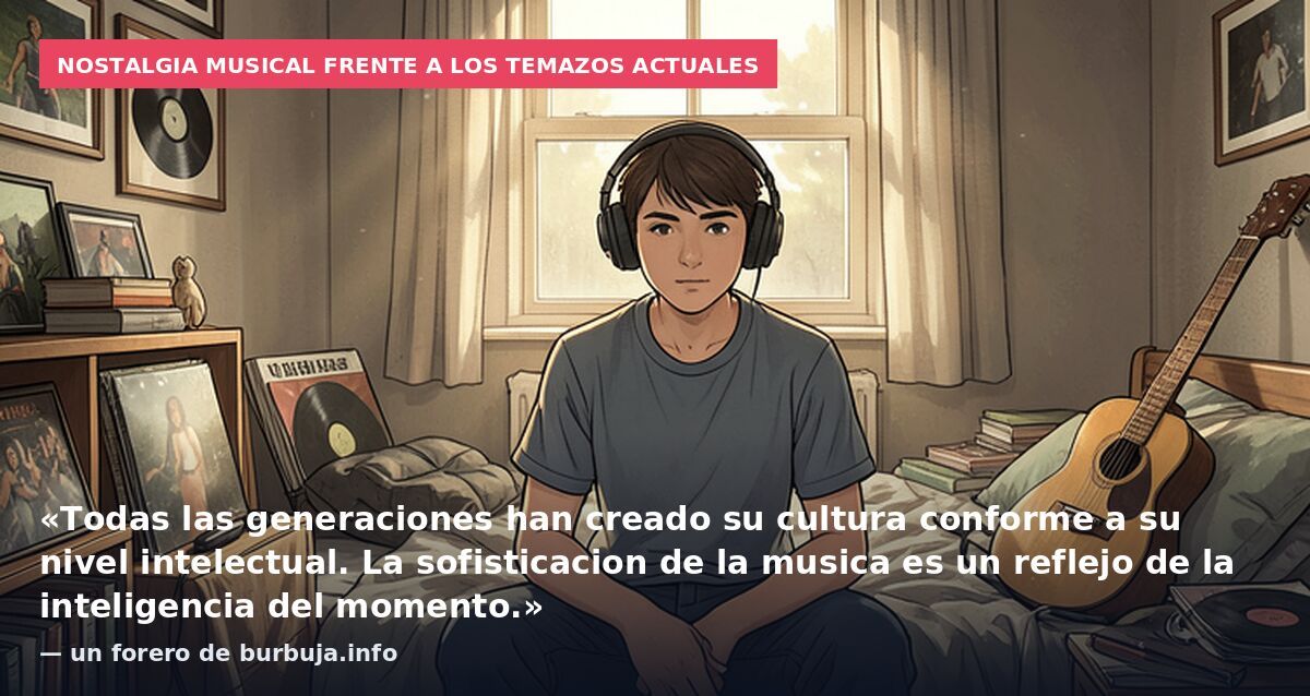 Nostalgia musical frente a los temazos actuales: «Todas las generaciones han creado su cultura conforme a su nivel intelectual. La sofisticacion de la musica es un reflejo de la inteligencia del momento.» — un forero de burbuja.info