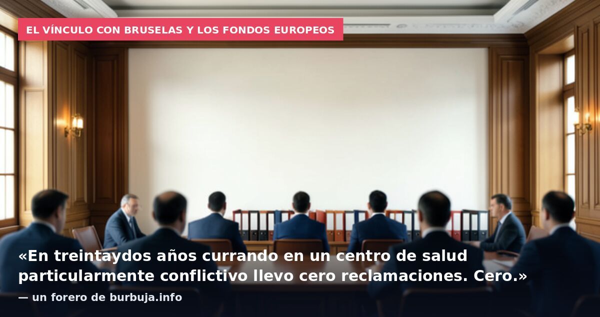 El vínculo con Bruselas y los fondos europeos: «En treintaydos años currando en un centro de salud particularmente conflictivo llevo cero reclamaciones. Cero.» — un forero de burbuja.info