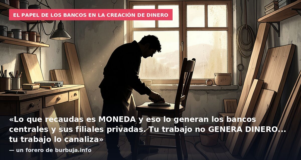 El papel de los bancos en la creación de dinero: «Lo que recaudas es MONEDA y eso lo generan los bancos centrales y sus filiales privadas. Tu trabajo no GENERA DINERO... tu trabajo lo canaliza» — un forero de burbuja.info