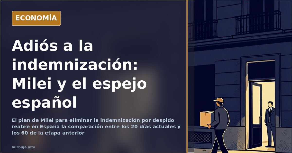 Ilustración de una balanza entre una carta de despido y una hucha con monedas, símbolo de la indemnización por despido