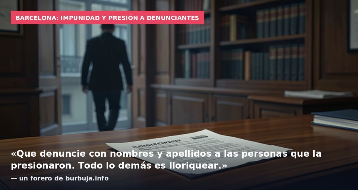 Barcelona: impunidad y presión a denunciantes: «Que denuncie con nombres y apellidos a las personas que la presionaron. Todo lo demás es lloriquear.» — un forero de burbuja.info