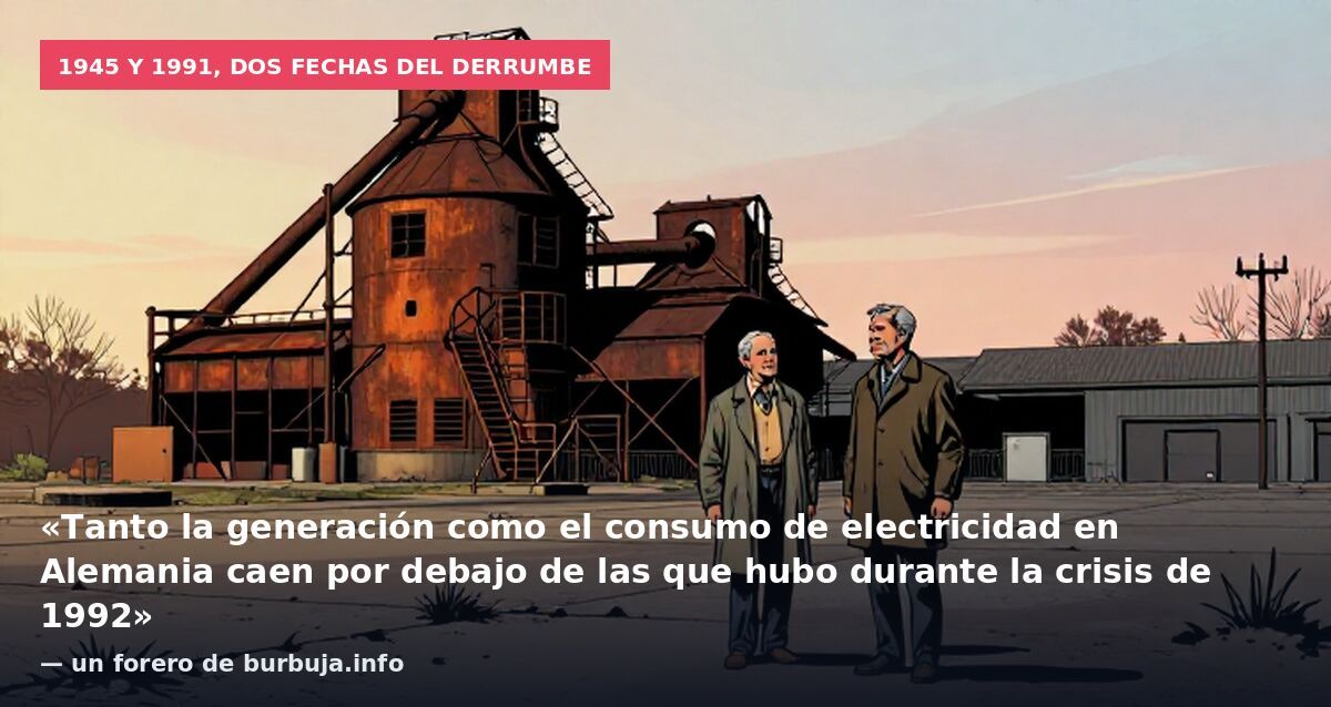 1945 y 1991, dos fechas del derrumbe: «Tanto la generación como el consumo de electricidad en Alemania caen por debajo de las que hubo durante la crisis de 1992» — un forero de burbuja.info