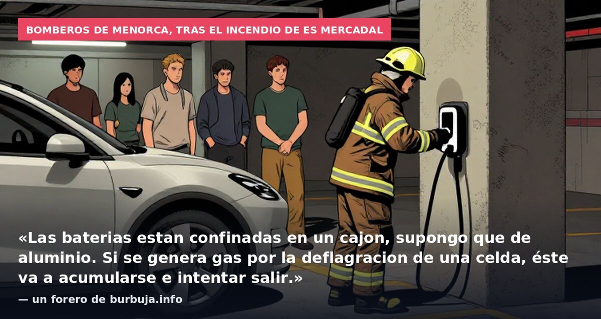 Bomberos de Menorca, tras el incendio de Es Mercadal: «Las baterias estan confinadas en un cajon, supongo que de aluminio. Si se genera gas por la deflagracion de una celda, éste va a acumularse e intentar salir.» — un forero de burbuja.info