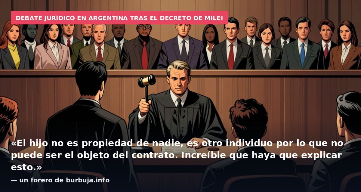 Debate jurídico en Argentina tras el decreto de Milei: «El hijo no es propiedad de nadie, es otro individuo por lo que no puede ser el objeto del contrato. Increíble que haya que explicar esto.» — un forero de burbuja.info