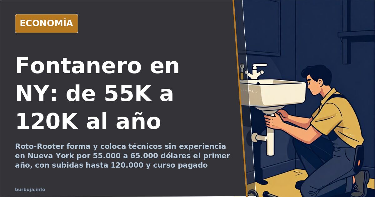Herramientas de fontanería y tuberías metálicas sobre fondo azul marino y dorado, ilustración editorial sobre el oficio en Nu