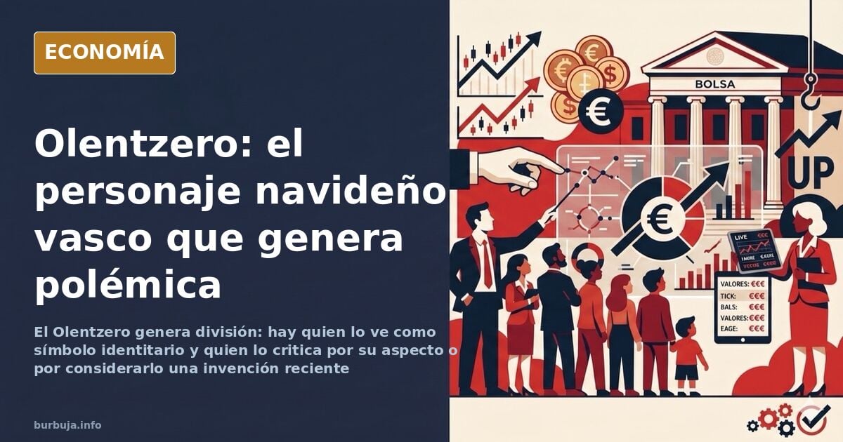 Ilustración editorial de un carbonero vasco con aspecto descuidado repartiendo regalos en Nochebuena