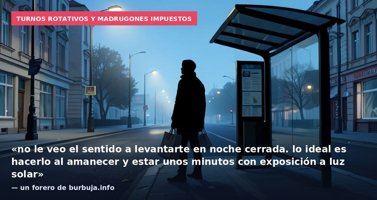 Turnos rotativos y madrugones impuestos: «no le veo el sentido a levantarte en noche cerrada. lo ideal es hacerlo al amanecer y estar unos minutos con exposición a luz solar» — un forero de burbuja.info
