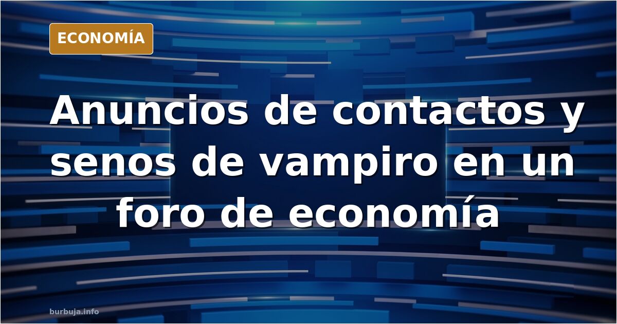 Ilustración editorial de un banner publicitario genérico flotando sobre una pantalla de ordenador en un foro de economía