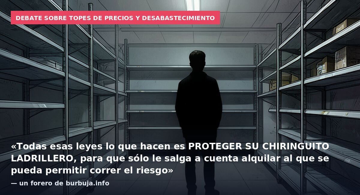 Debate sobre topes de precios y desabastecimiento: «Todas esas leyes lo que hacen es PROTEGER SU CHIRINGUITO LADRILLERO, para que sólo le salga a cuenta alquilar al que se pueda permitir correr el riesgo» — un forero de burbuja.info