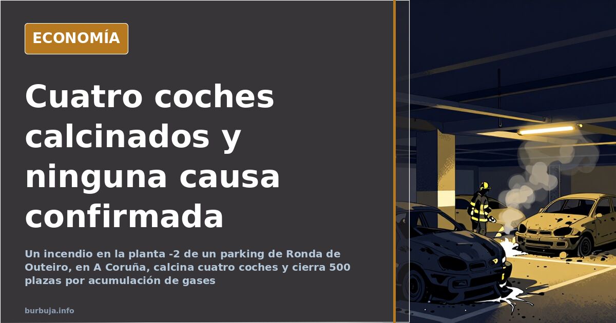 Cuatro coches calcinados en el parking de Ronda de Outeiro