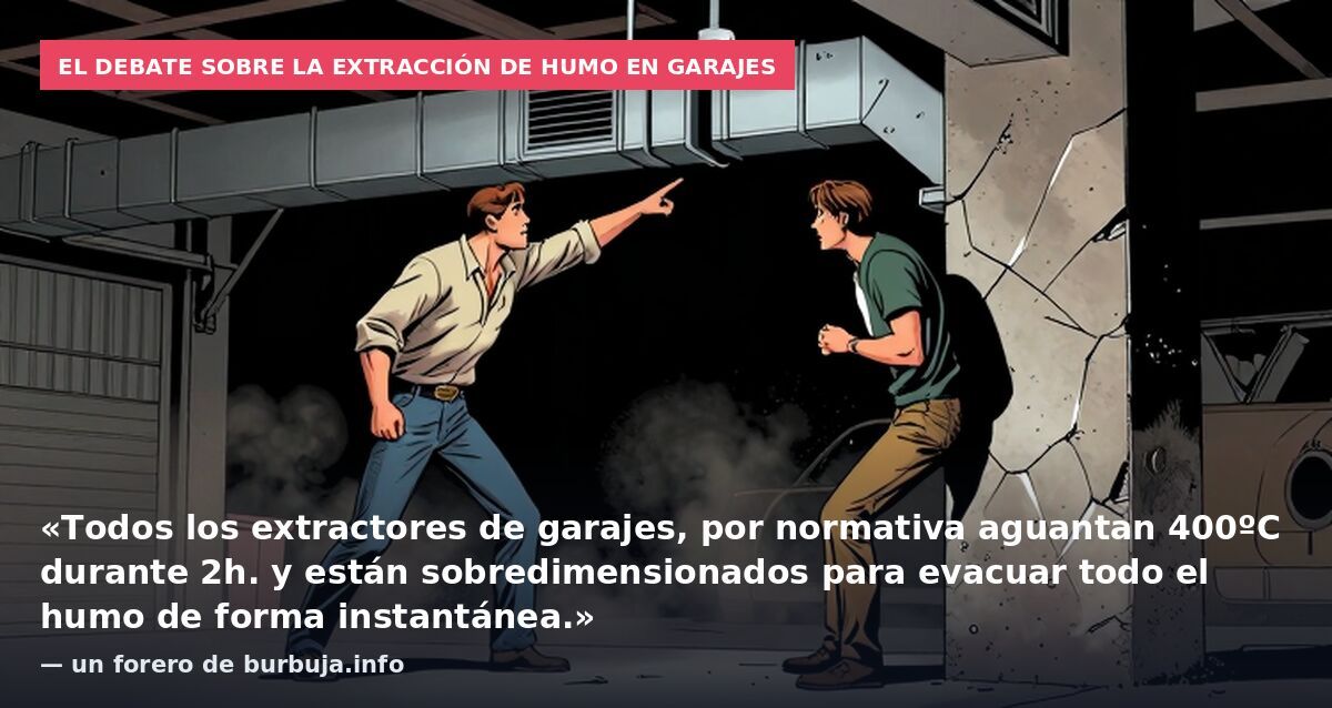 El debate sobre la extracción de humo en garajes: «Todos los extractores de garajes, por normativa aguantan 400ºC durante 2h. y están sobredimensionados para evacuar todo el humo de forma instantánea.» — un forero de burbuja.info