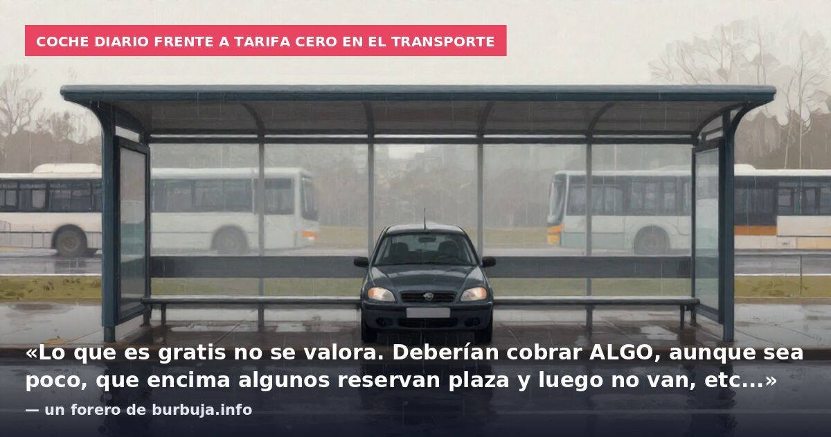 Coche diario frente a tarifa cero en el transporte: «Lo que es gratis no se valora. Deberían cobrar ALGO, aunque sea poco, que encima algunos reservan plaza y luego no van, etc...» — un forero de burbuja.info
