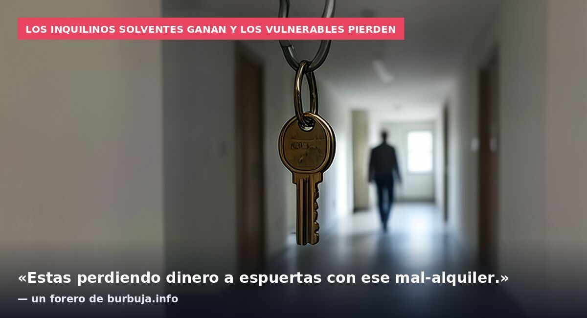 Los inquilinos solventes ganan y los vulnerables pierden: «Estas perdiendo dinero a espuertas con ese mal-alquiler.» — un forero de burbuja.info