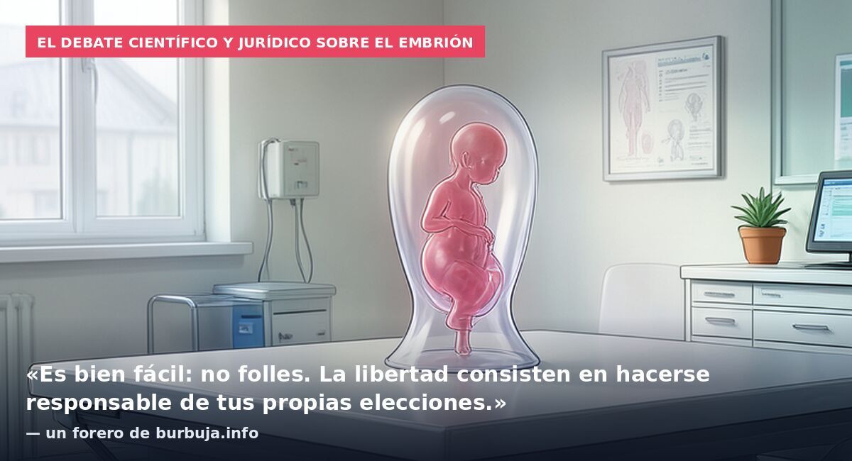 El debate científico y jurídico sobre el embrión: «Es bien fácil: no folles. La libertad consisten en hacerse responsable de tus propias elecciones.» — un forero de burbuja.info