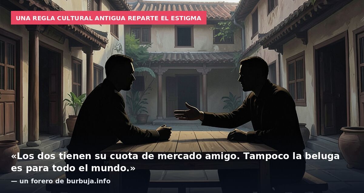 Una regla cultural antigua reparte el estigma: «Los dos tienen su cuota de mercado amigo. Tampoco la beluga es para todo el mundo.» — un forero de burbuja.info