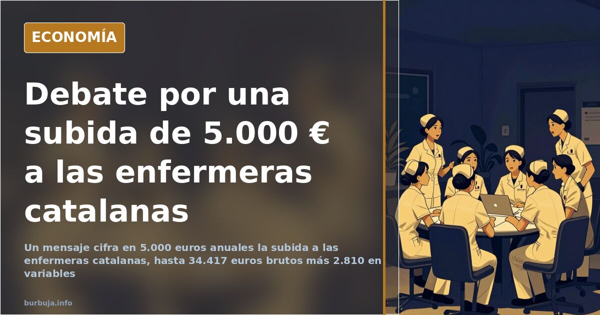 Ilustración editorial sobre el debate en torno a la subida salarial de las enfermeras en Cataluña y su clasificación en el gr