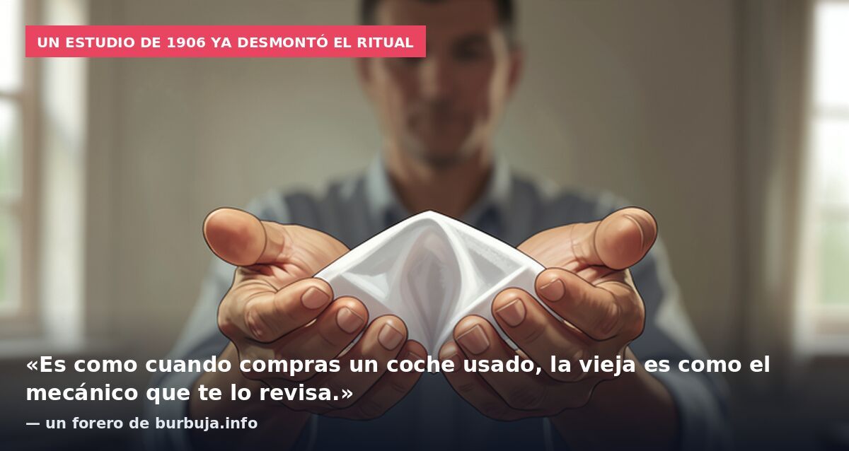 Un estudio de 1906 ya desmontó el ritual: «Es como cuando compras un coche usado, la vieja es como el mecánico que te lo revisa.» — un forero de burbuja.info