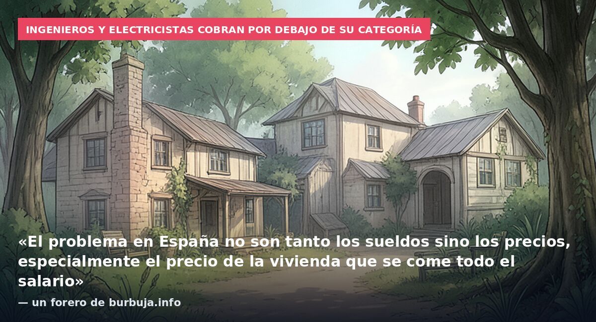 Ingenieros y electricistas cobran por debajo de su categoría: «El problema en España no son tanto los sueldos sino los precios, especialmente el precio de la vivienda que se come todo el salario» — un forero de burbuja.info