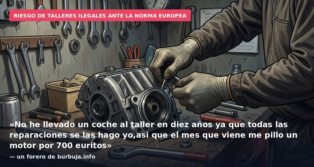 Riesgo de talleres ilegales ante la norma europea: «No he llevado un coche al taller en diez años ya que todas las reparaciones se las hago yo,asi que el mes que viene me pillo un motor por 700 euritos» — un forero de burbuja.info