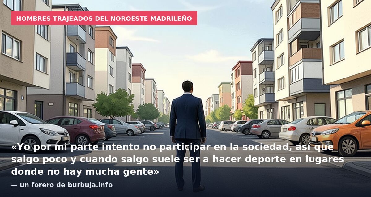 Hombres trajeados del noroeste madrileño: «Yo por mi parte intento no participar en la sociedad, así que salgo poco y cuando salgo suele ser a hacer deporte en lugares donde no hay mucha gente» — un forero de burbuja.info