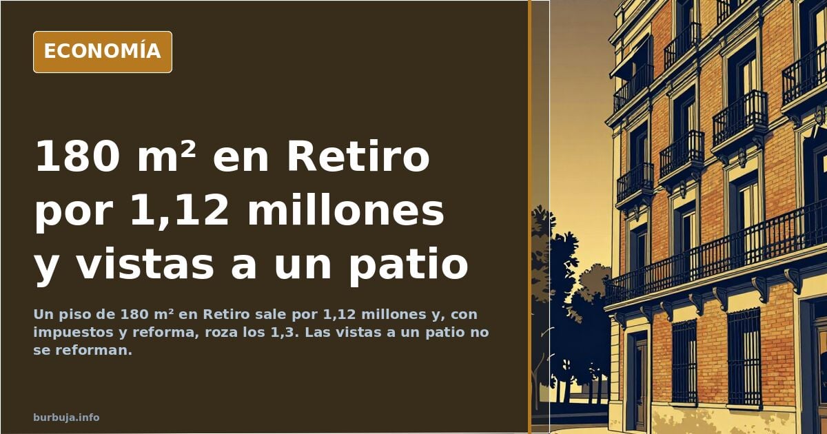 Fachada de un edificio señorial de Madrid-Retiro con balcones, escena del piso de 180 m² a la venta por 1,12 millones