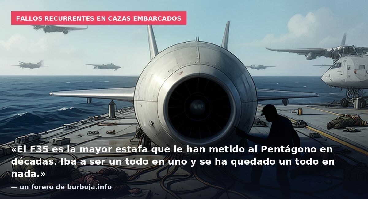 Fallos recurrentes en cazas embarcados: «El F35 es la mayor estafa que le han metido al Pentágono en décadas. Iba a ser un todo en uno y se ha quedado un todo en nada.» — un forero de burbuja.info