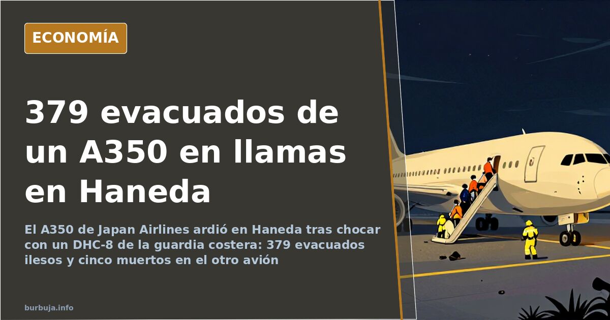 Restos calcinados del Airbus A350 de Japan Airlines sobre la pista del aeropuerto de Haneda tras la colisión