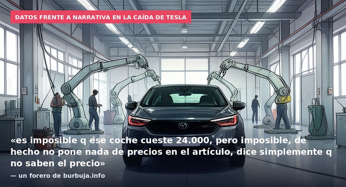 Datos frente a narrativa en la caída de Tesla: «es imposible q ese coche cueste 24.000, pero imposible, de hecho no pone nada de precios en el artículo, dice simplemente q no saben el precio» — un forero de burbuja.info