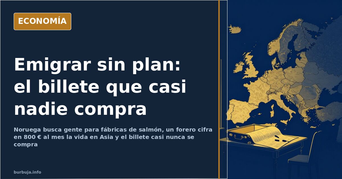 Maleta abierta y un mapa de Europa sobre una mesa junto a una silla vacía, ilustración editorial en azul marino y dorado sobr