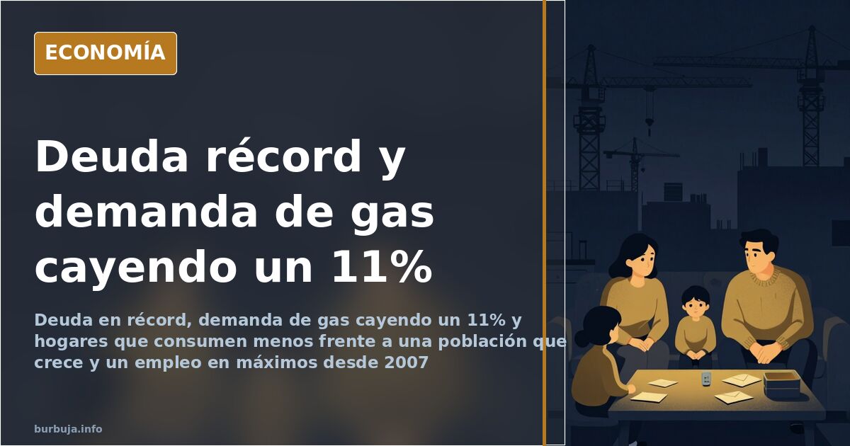 Gráfico de barras sobre fondo azul oscuro con la deuda pública marcando récord y el consumo de los hogares a la baja
