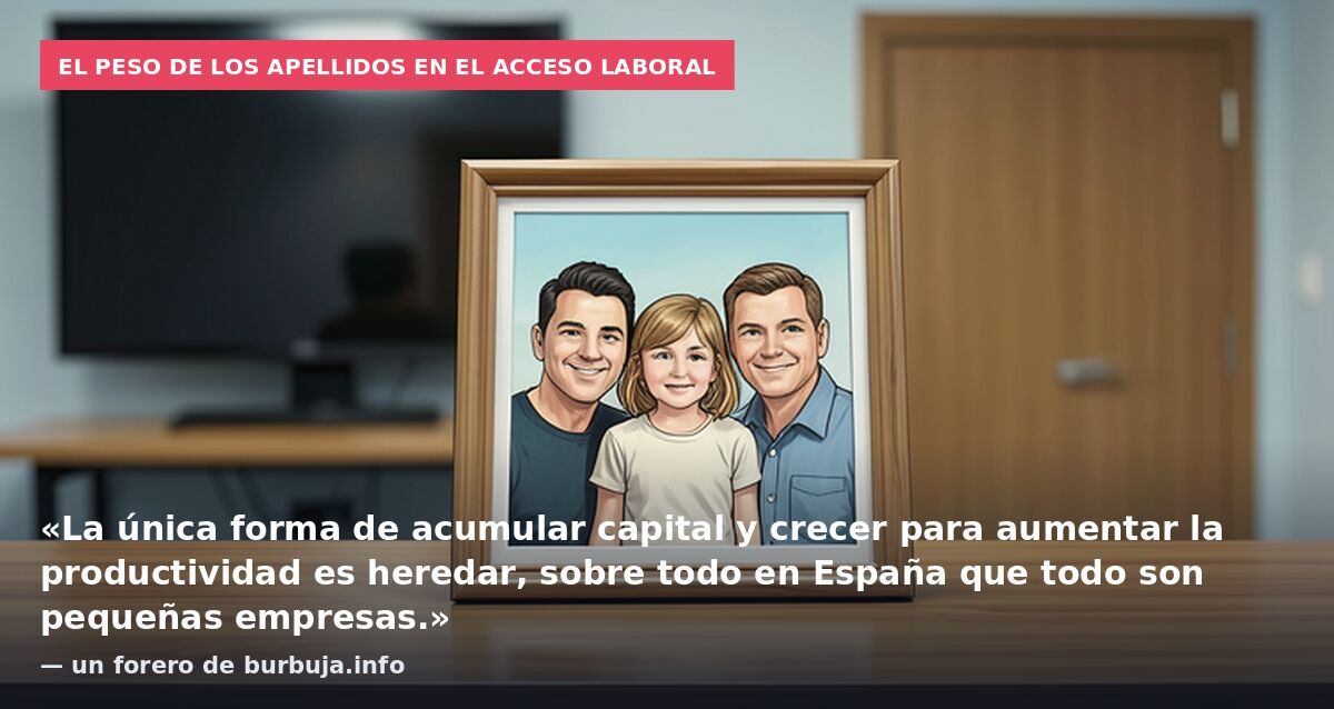 El peso de los apellidos en el acceso laboral: «La única forma de acumular capital y crecer para aumentar la productividad es heredar, sobre todo en España que todo son pequeñas empresas.» — un forero de burbuja.info