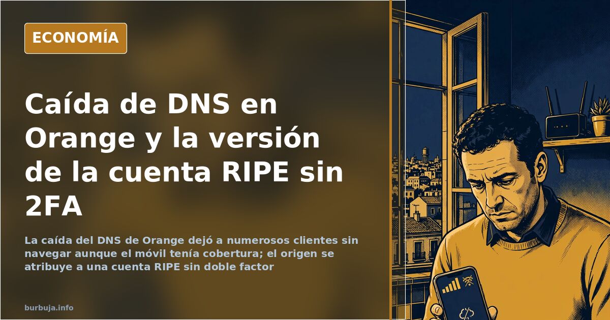 Ordenador mostrando un error de conexión por la caída del DNS de Orange mientras el móvil conserva cobertura